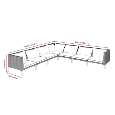 7 Piece Garden Lounge Set with Cushions Poly Rattan Dark Grey Payday Deals