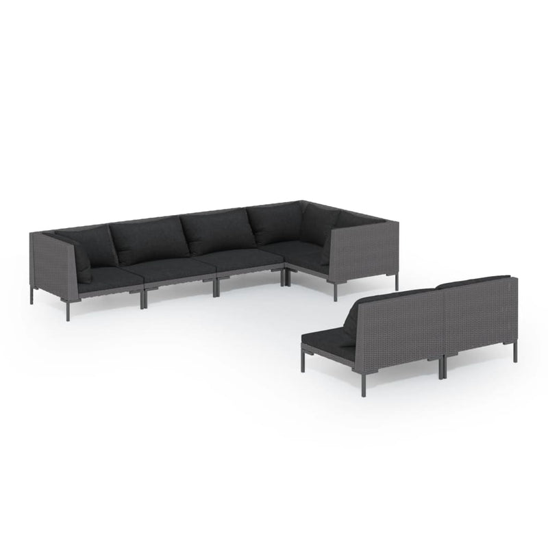 7 Piece Garden Lounge Set with Cushions Poly Rattan Dark Grey Payday Deals