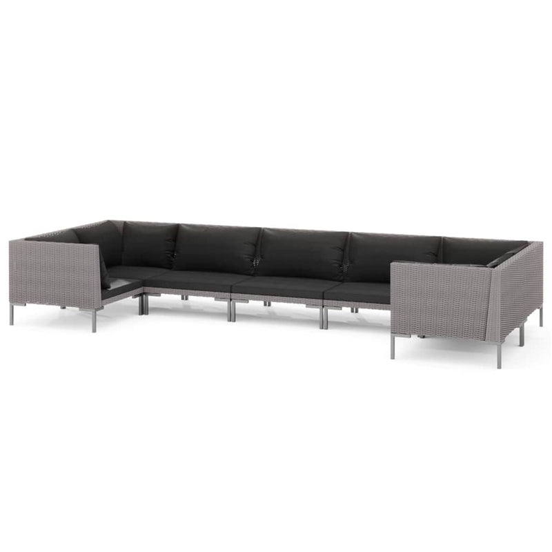 7 Piece Garden Lounge Set with Cushions Poly Rattan Dark Grey Payday Deals
