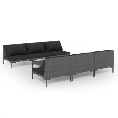 7 Piece Garden Lounge Set with Cushions Poly Rattan Dark Grey Payday Deals