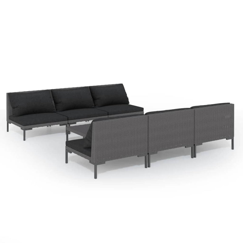 7 Piece Garden Lounge Set with Cushions Poly Rattan Dark Grey Payday Deals