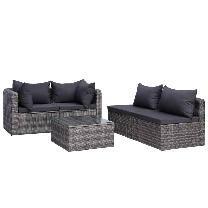 7 Piece Garden Lounge Set with Cushions Poly Rattan Grey Payday Deals