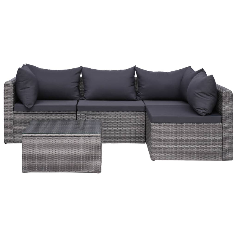 7 Piece Garden Lounge Set with Cushions Poly Rattan Grey Payday Deals
