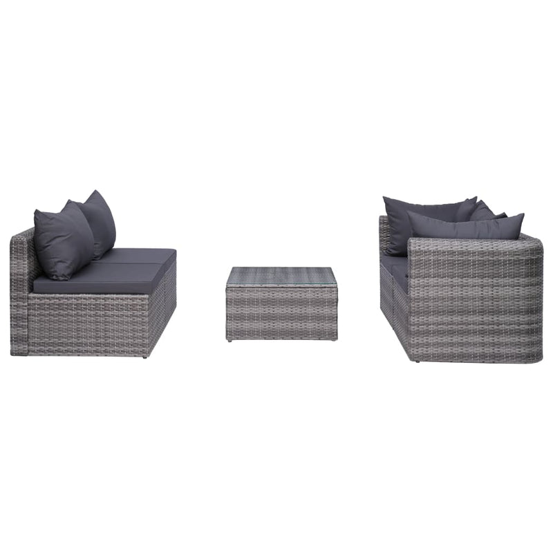 7 Piece Garden Lounge Set with Cushions Poly Rattan Grey Payday Deals