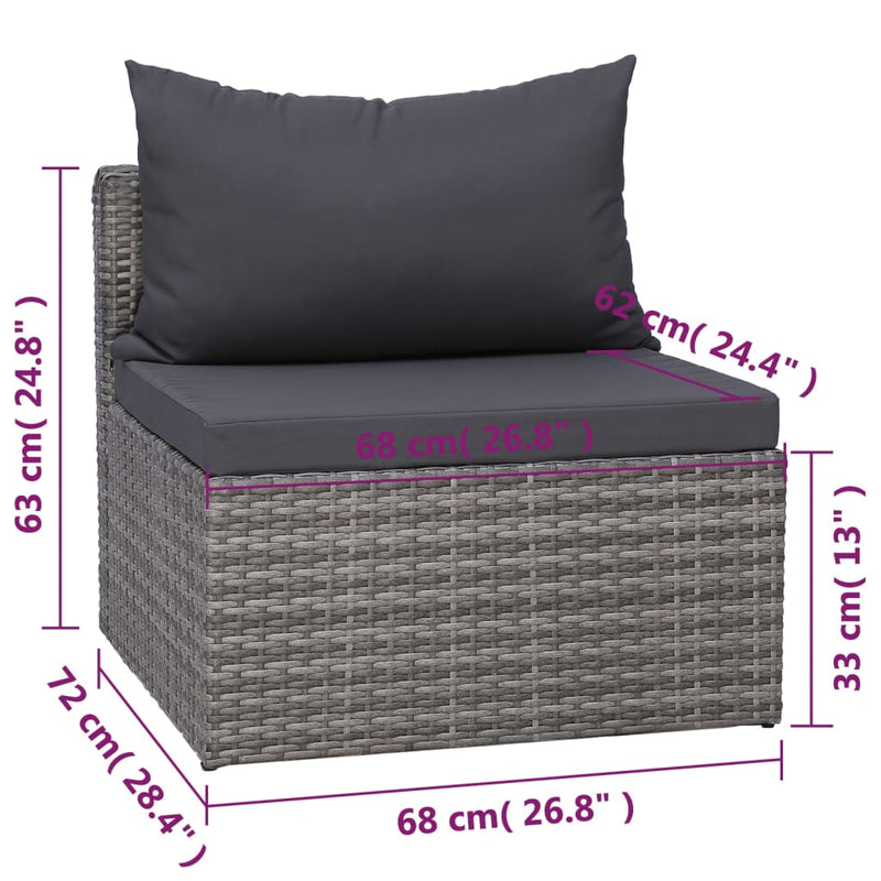 7 Piece Garden Lounge Set with Cushions Poly Rattan Grey Payday Deals