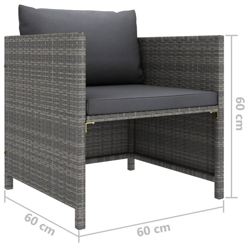 7 Piece Garden Lounge Set with Cushions Poly Rattan Grey Payday Deals