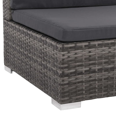 7 Piece Garden Lounge Set with Cushions Poly Rattan Grey Payday Deals