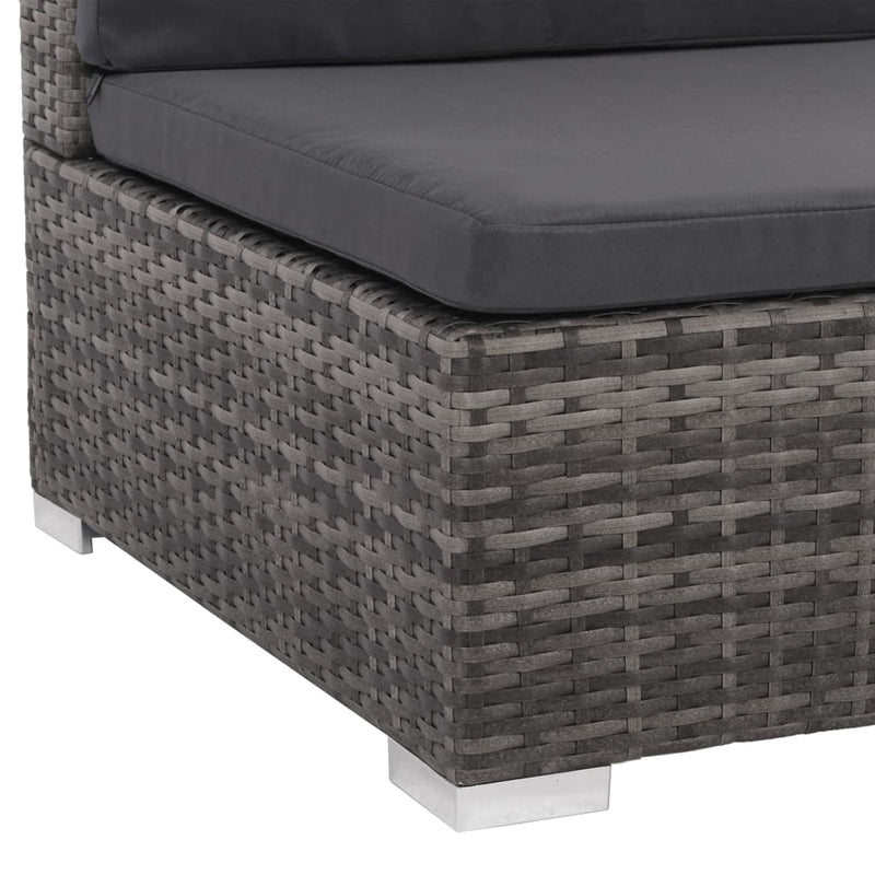 7 Piece Garden Lounge Set with Cushions Poly Rattan Grey Payday Deals