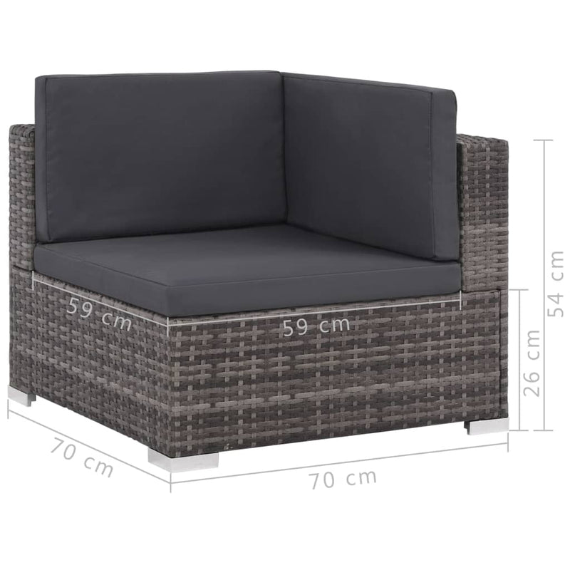 7 Piece Garden Lounge Set with Cushions Poly Rattan Grey Payday Deals