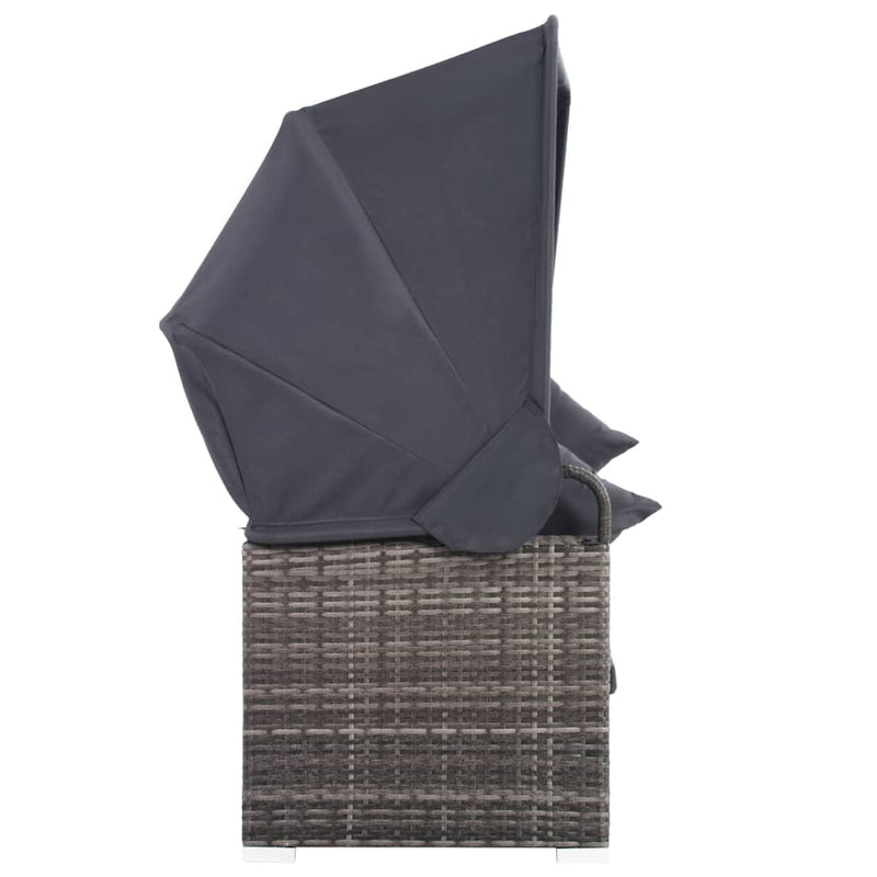 7 Piece Garden Lounge Set with Cushions Poly Rattan Grey Payday Deals
