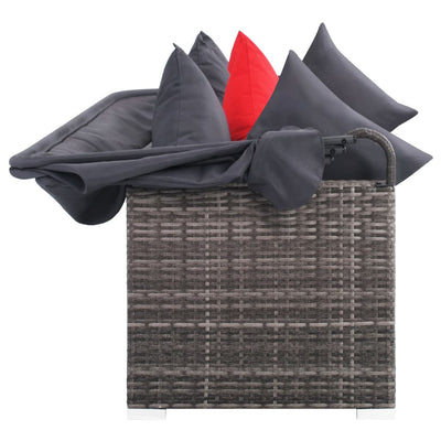 7 Piece Garden Lounge Set with Cushions Poly Rattan Grey Payday Deals