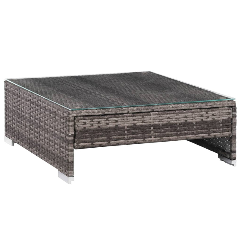 7 Piece Garden Lounge Set with Cushions Poly Rattan Grey Payday Deals