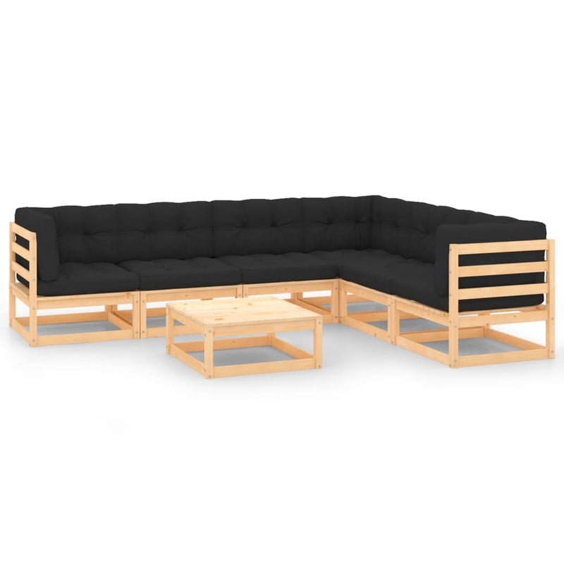 7 Piece Garden Lounge Set with Cushions Solid Pinewood Payday Deals