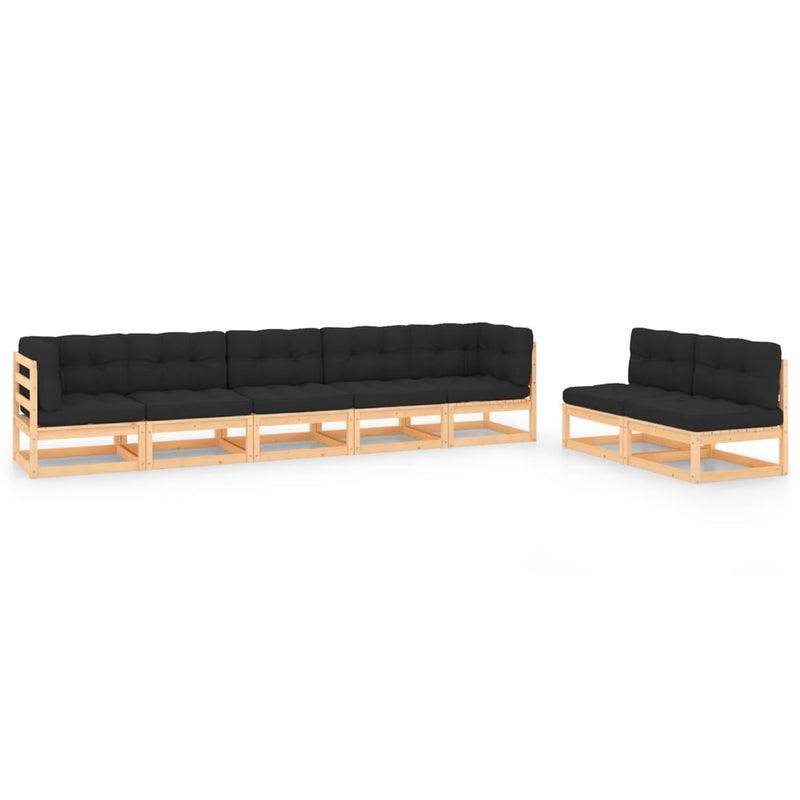 7 Piece Garden Lounge Set with Cushions Solid Pinewood Payday Deals