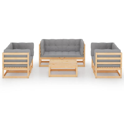 7 Piece Garden Lounge Set with Cushions Solid Pinewood Payday Deals