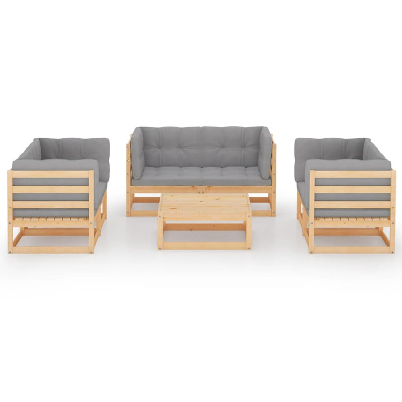 7 Piece Garden Lounge Set with Cushions Solid Pinewood Payday Deals