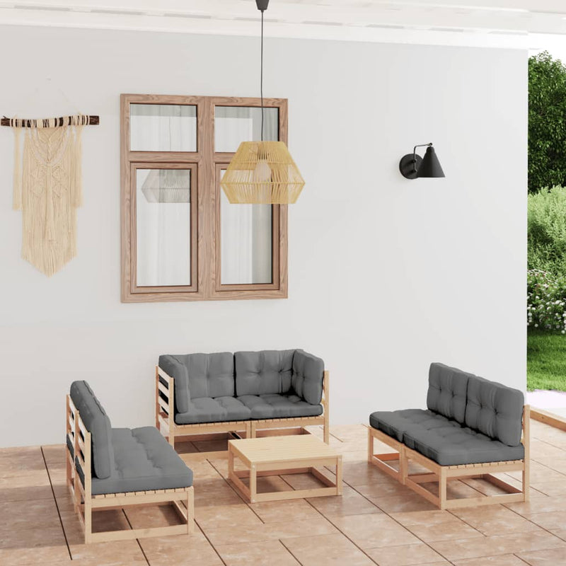 7 Piece Garden Lounge Set with Cushions Solid Pinewood Payday Deals