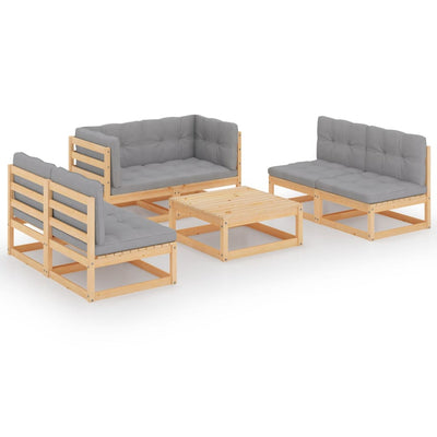 7 Piece Garden Lounge Set with Cushions Solid Pinewood Payday Deals