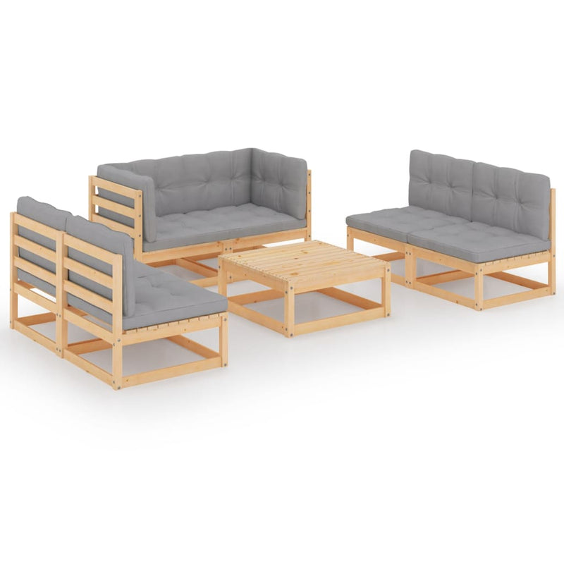 7 Piece Garden Lounge Set with Cushions Solid Pinewood Payday Deals