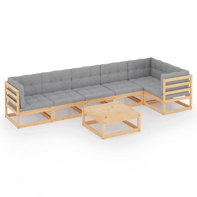 7 Piece Garden Lounge Set with Cushions Solid Pinewood Payday Deals