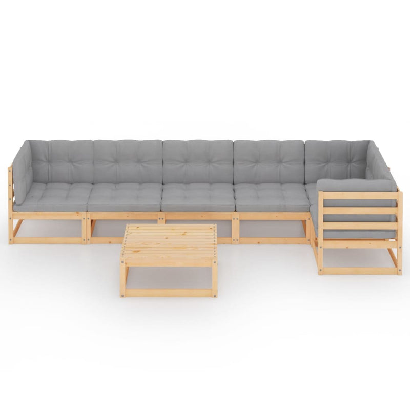 7 Piece Garden Lounge Set with Cushions Solid Pinewood Payday Deals
