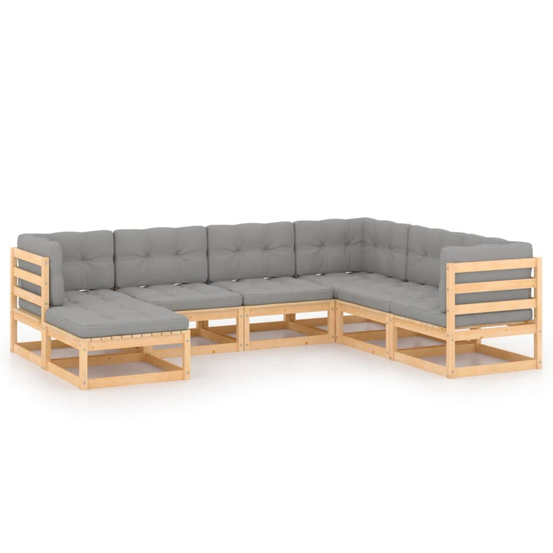 7 Piece Garden Lounge Set with Cushions Solid Pinewood Payday Deals