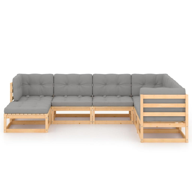 7 Piece Garden Lounge Set with Cushions Solid Pinewood Payday Deals
