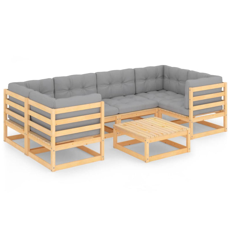 7 Piece Garden Lounge Set with Cushions Solid Pinewood Payday Deals