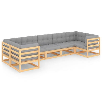 7 Piece Garden Lounge Set with Cushions Solid Pinewood Payday Deals