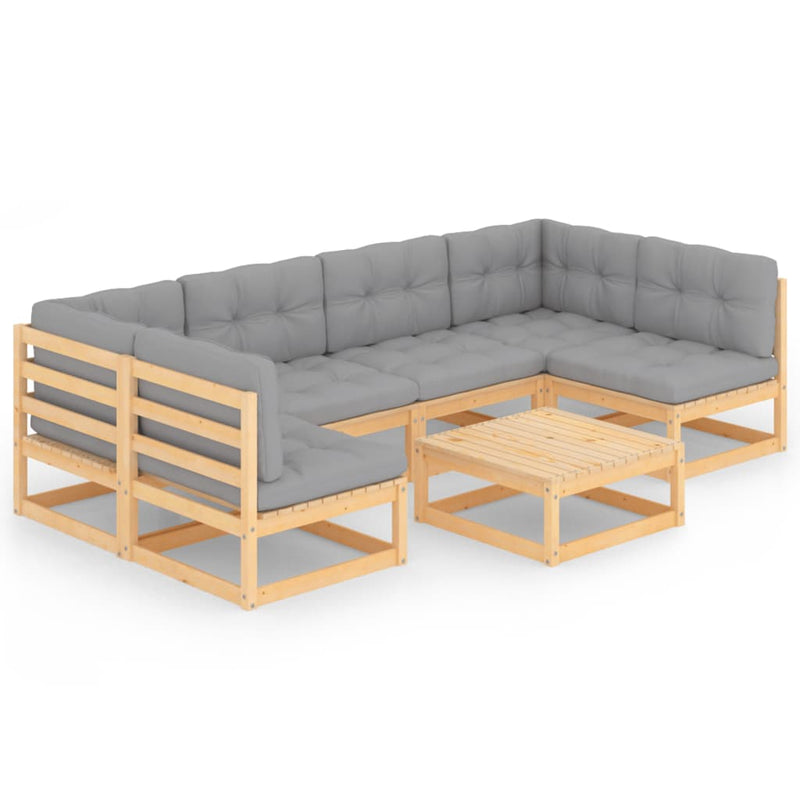 7 Piece Garden Lounge Set with Cushions Solid Pinewood Payday Deals