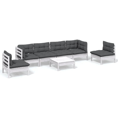 7 Piece Garden Lounge Set with Cushions Solid Pinewood Payday Deals