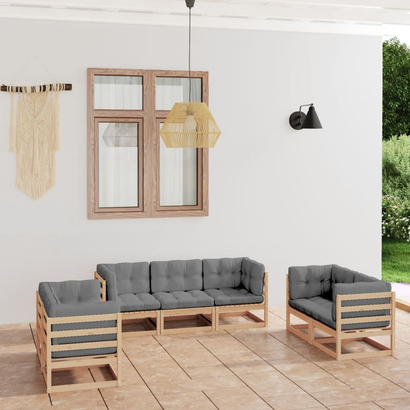 7 Piece Garden Lounge Set with Cushions Solid Pinewood Payday Deals