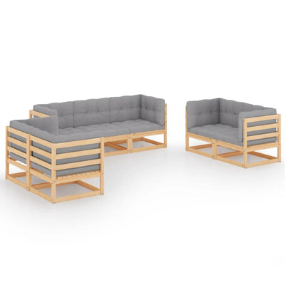 7 Piece Garden Lounge Set with Cushions Solid Pinewood Payday Deals