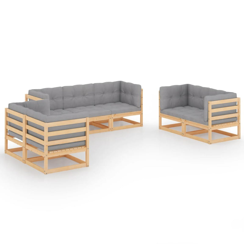 7 Piece Garden Lounge Set with Cushions Solid Pinewood Payday Deals