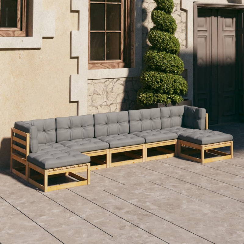 7 Piece Garden Lounge Set with Cushions Solid Pinewood Payday Deals