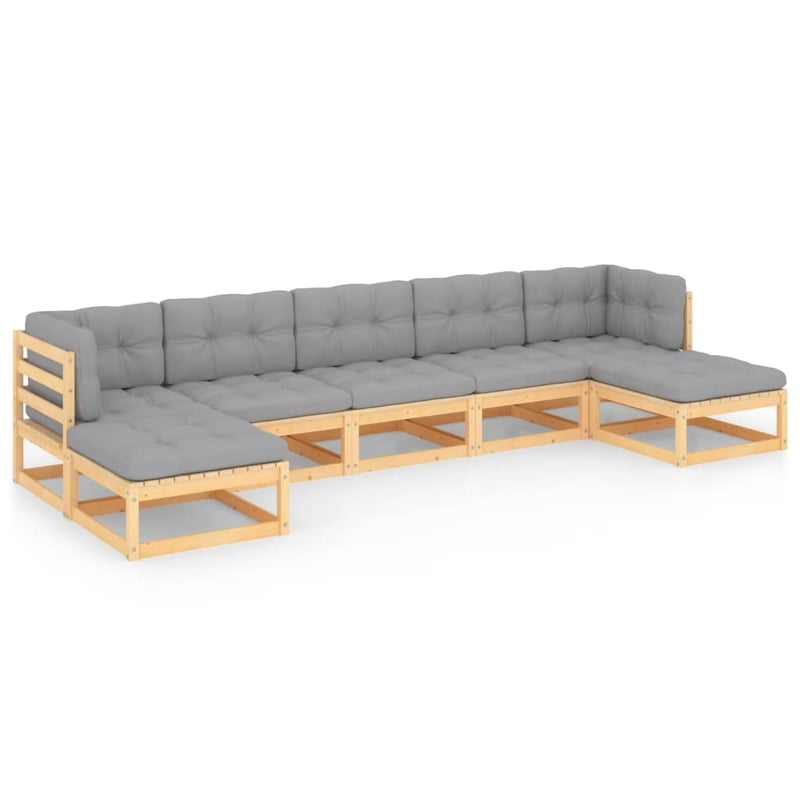 7 Piece Garden Lounge Set with Cushions Solid Pinewood Payday Deals