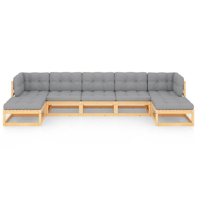 7 Piece Garden Lounge Set with Cushions Solid Pinewood Payday Deals