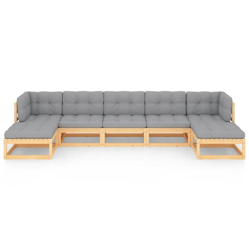 7 Piece Garden Lounge Set with Cushions Solid Pinewood Payday Deals