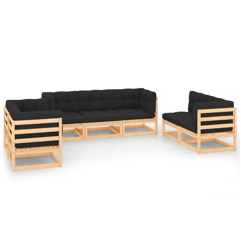 7 Piece Garden Lounge Set with Cushions Solid Pinewood Payday Deals