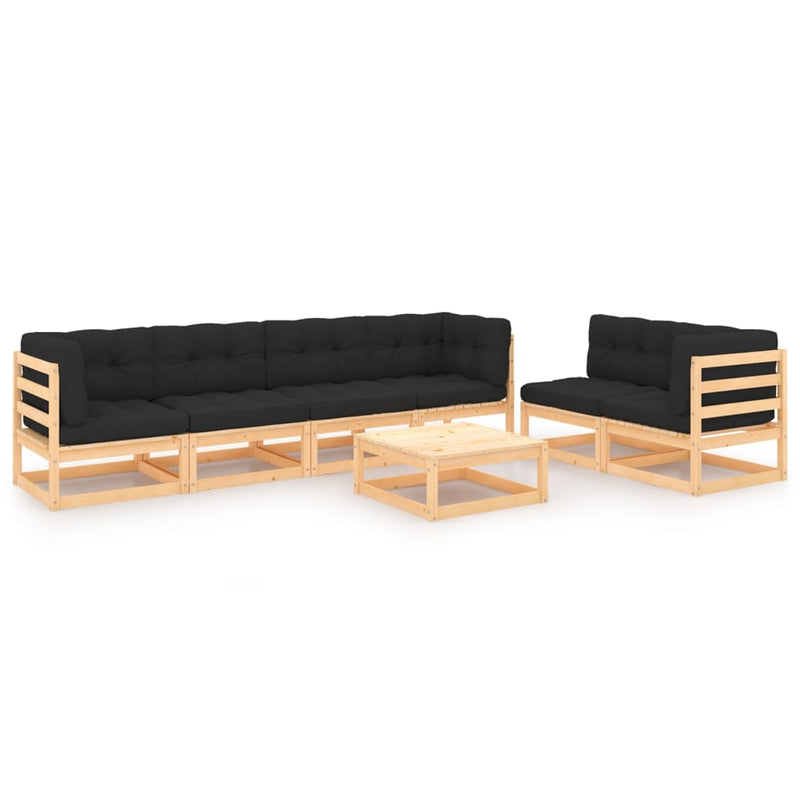 7 Piece Garden Lounge Set with Cushions Solid Pinewood Payday Deals