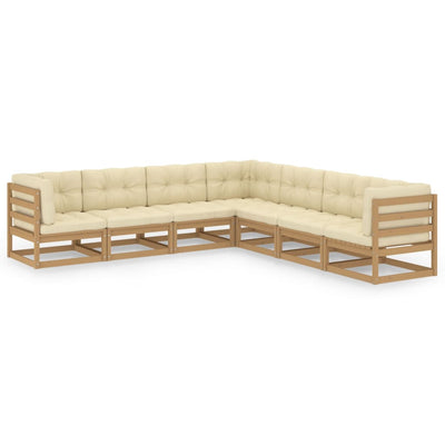 7 Piece Garden Lounge Set with Cushions Solid Pinewood Payday Deals
