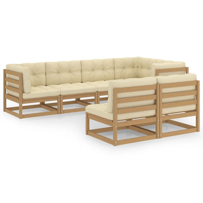 7 Piece Garden Lounge Set with Cushions Solid Pinewood Payday Deals