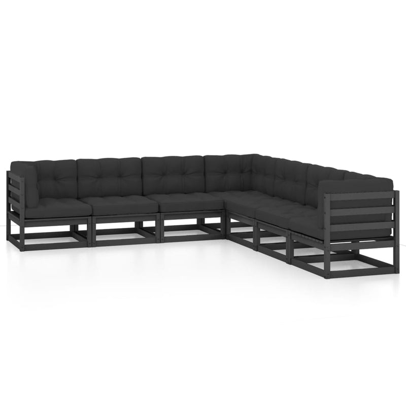 7 Piece Garden Lounge Set with Cushions Solid Pinewood Payday Deals