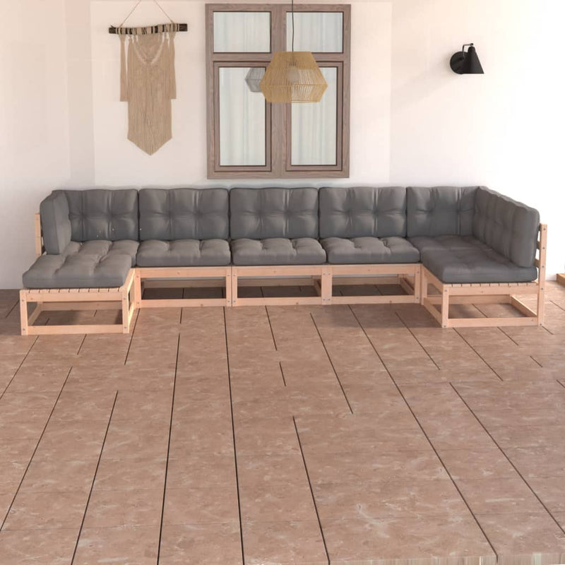 7 Piece Garden Lounge Set with Cushions Solid Pinewood Payday Deals
