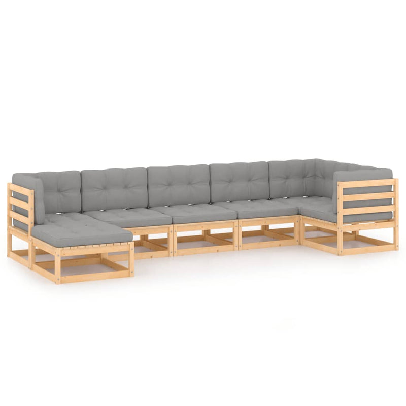7 Piece Garden Lounge Set with Cushions Solid Pinewood Payday Deals