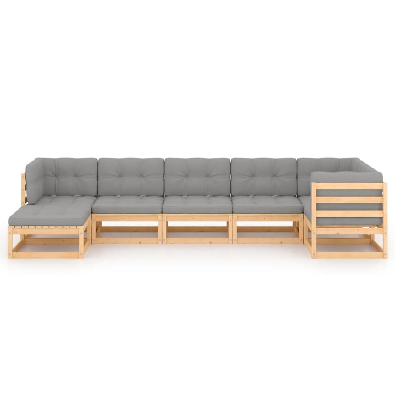 7 Piece Garden Lounge Set with Cushions Solid Pinewood Payday Deals