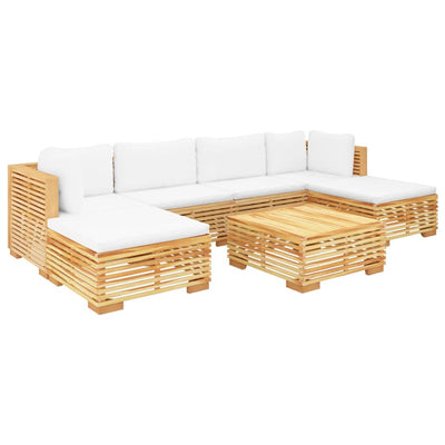 7 Piece Garden Lounge Set with Cushions Solid Teak Wood Payday Deals