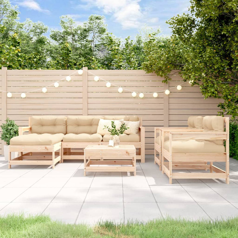 7 Piece Garden Lounge Set with Cushions Solid Wood Payday Deals