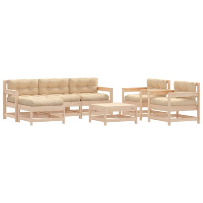 7 Piece Garden Lounge Set with Cushions Solid Wood Payday Deals