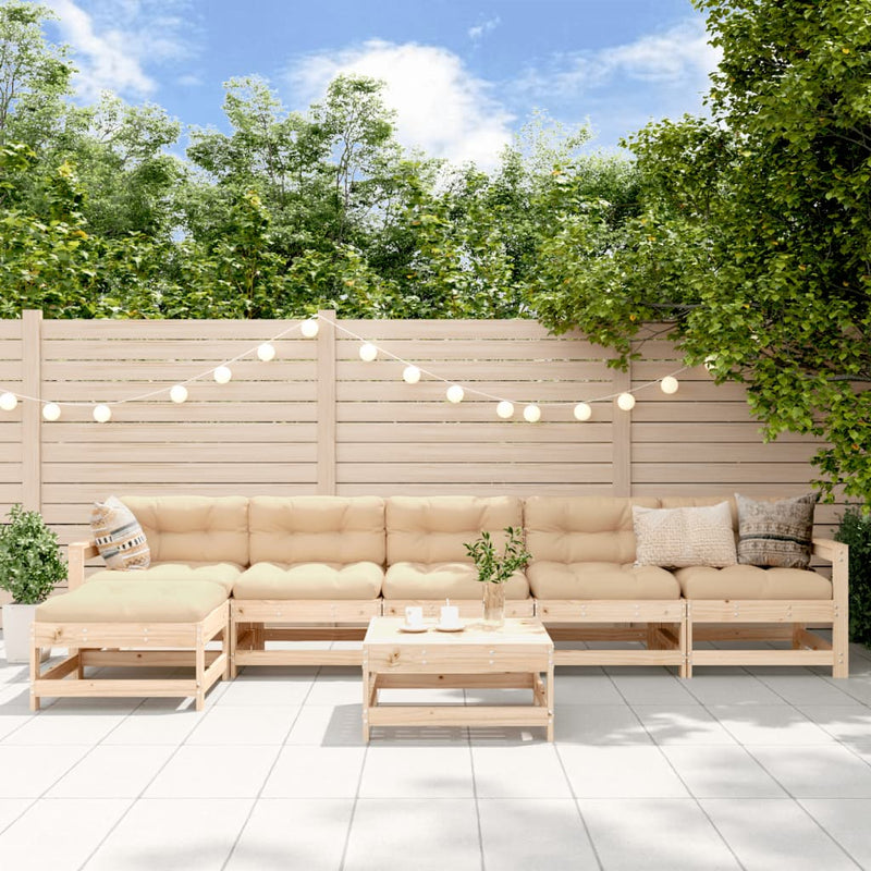 7 Piece Garden Lounge Set with Cushions Solid Wood Payday Deals